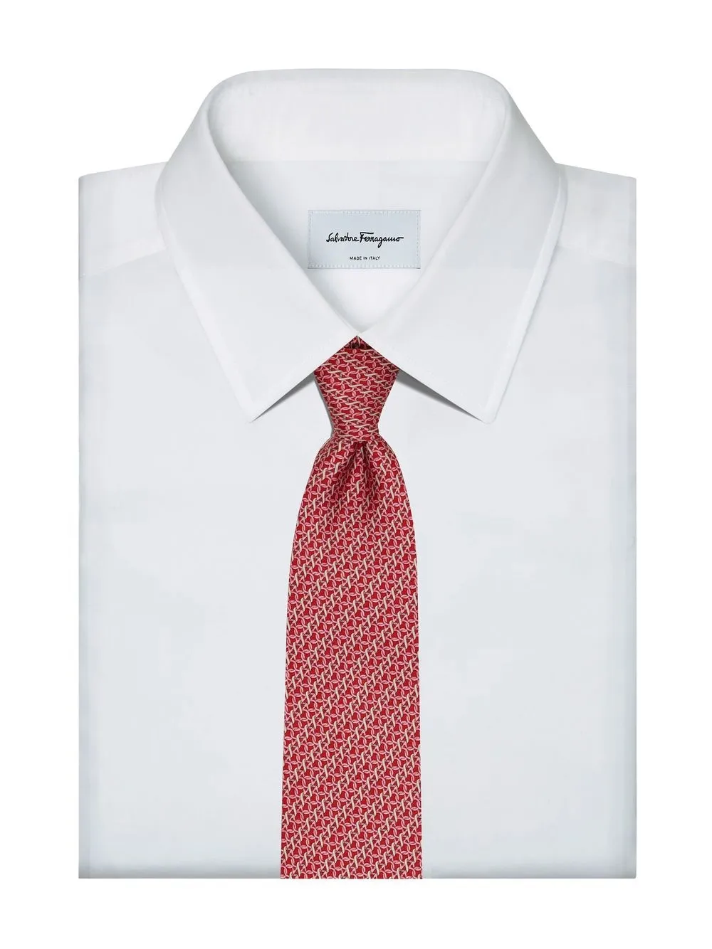 Shop Ferragamo Gancini Print Silk Tie In Red