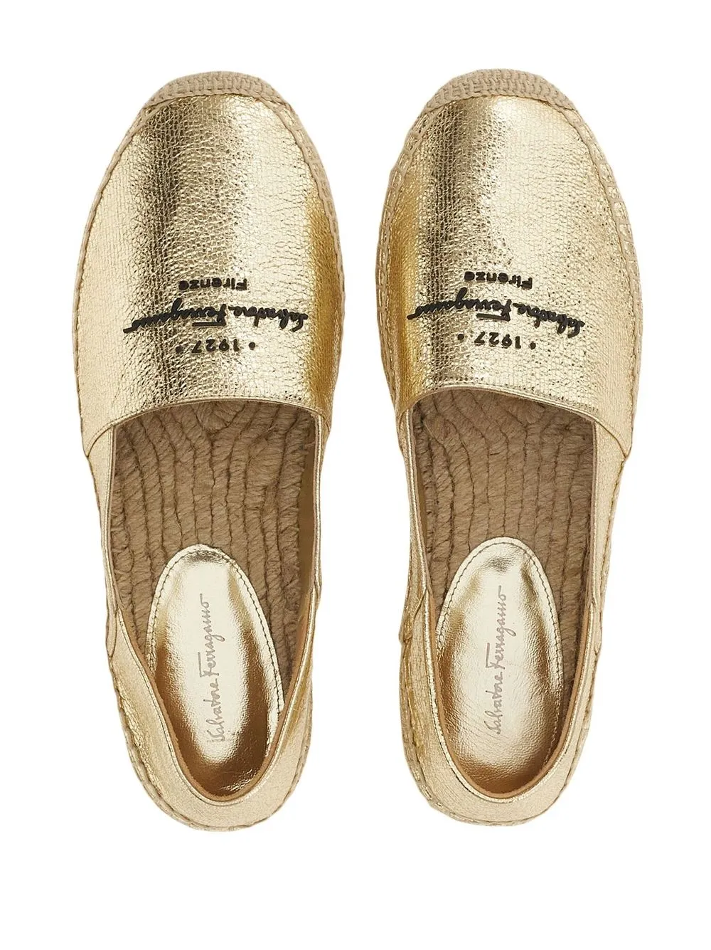 Ferragamo Espadrilles Mit Logo-stickerei In Gold