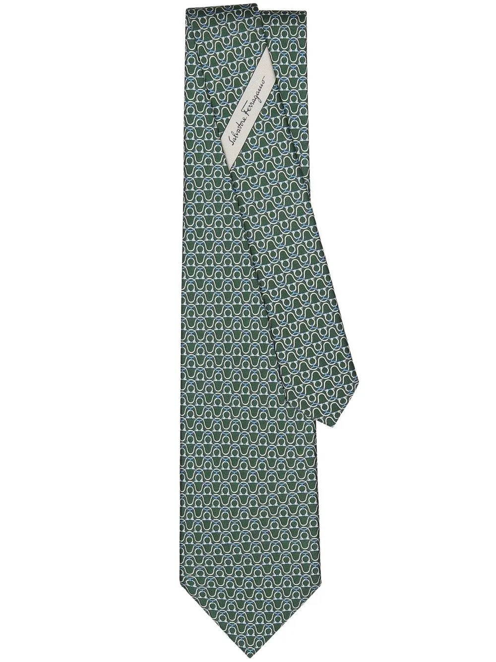 

Ferragamo corbata de seda con estampado Gancini - Verde