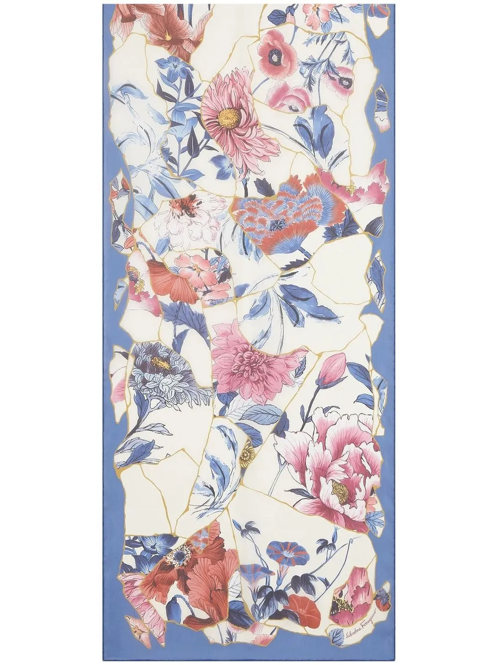 

Ferragamo Kintsugi-print silk scarf - Blue
