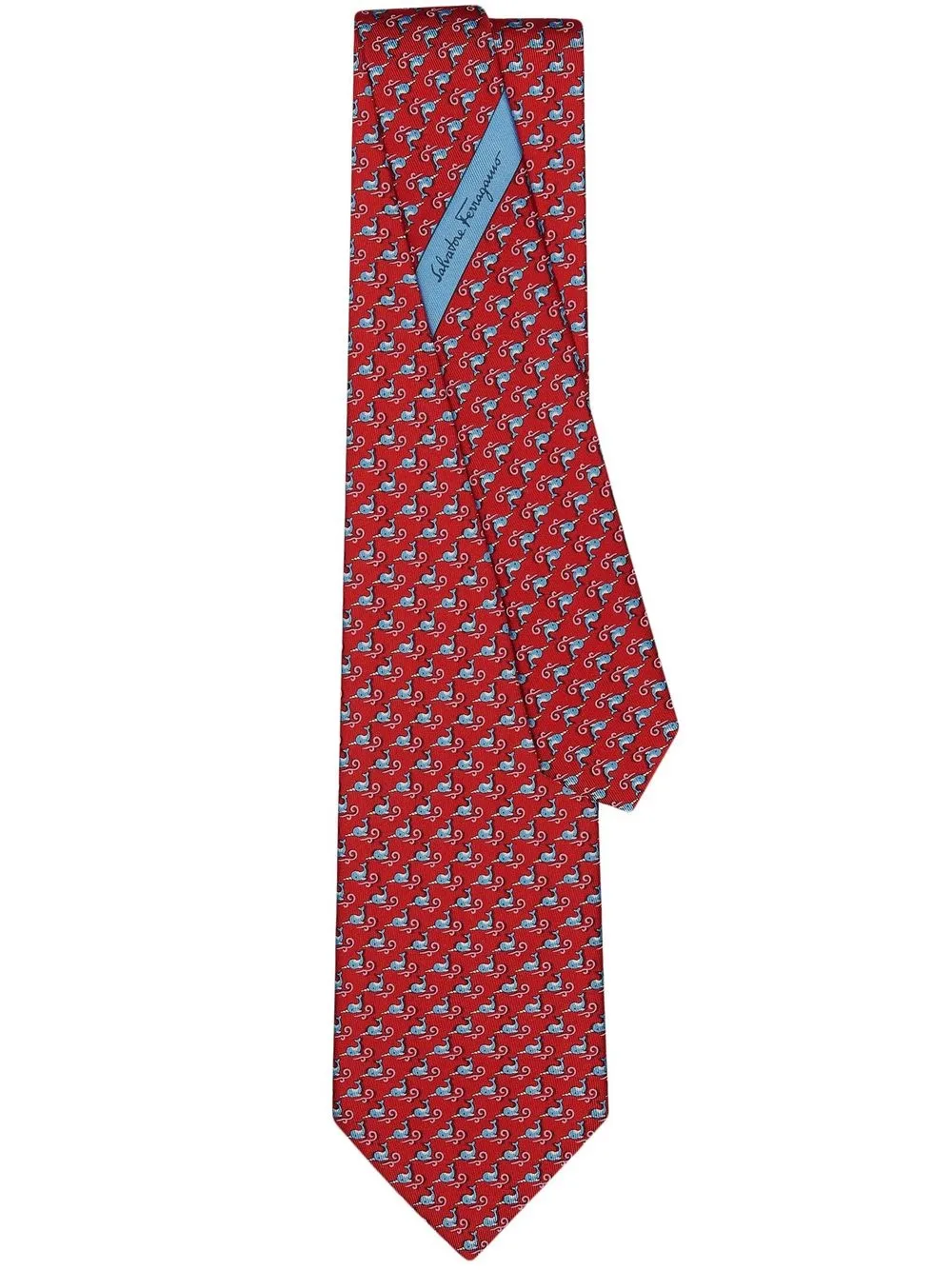 

Ferragamo corbata de seda con estampado Narwhal - Rojo