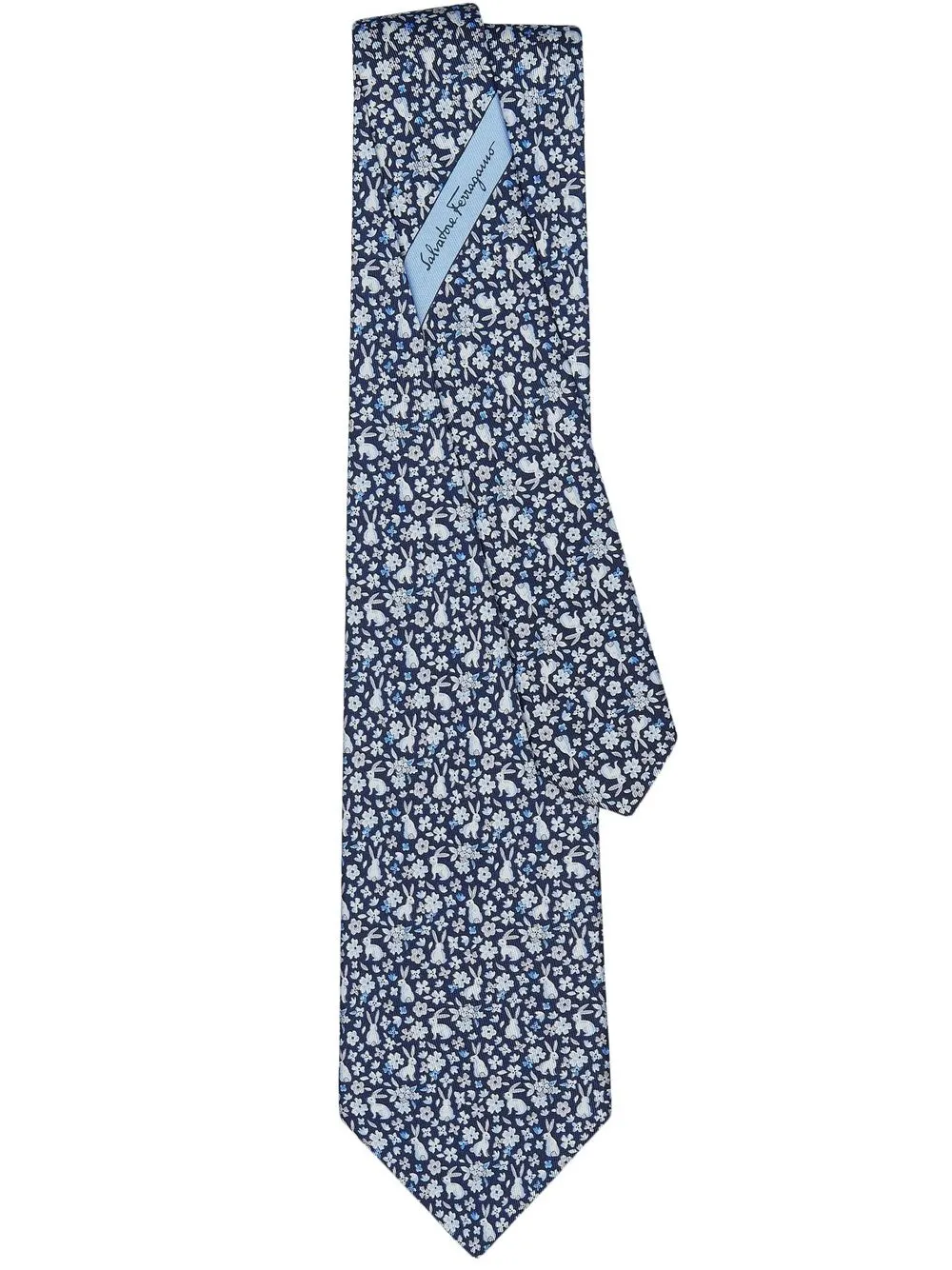 

Ferragamo corbata de seda con conejos estampados - Azul