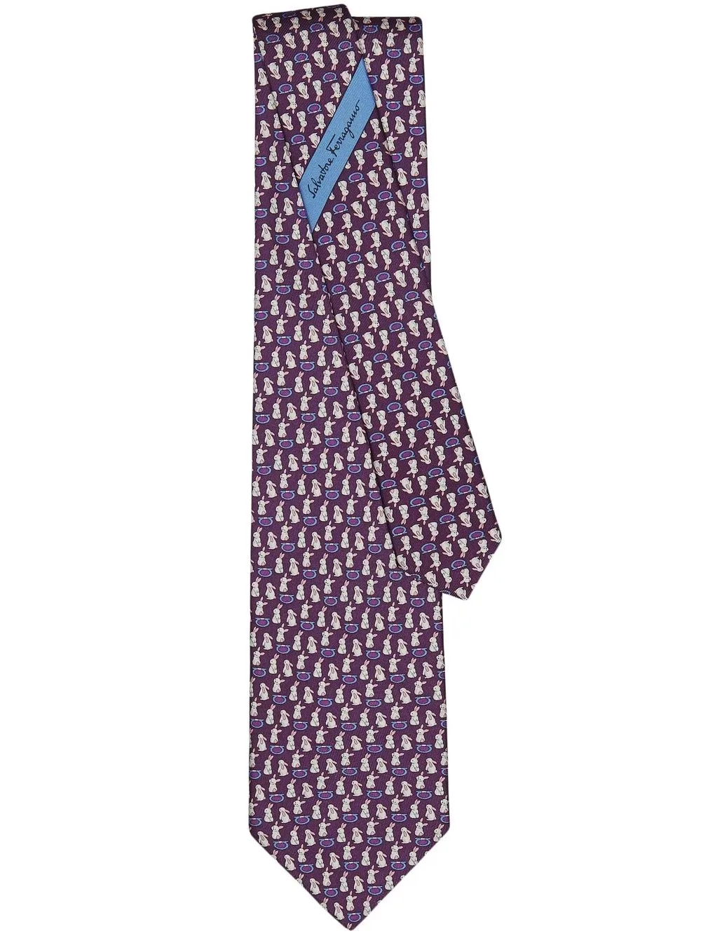 

Ferragamo corbata de seda con conejos estampados - Rojo