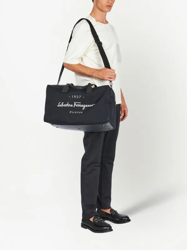 Ferragamo top zip Fastening logo print Holdall Farfetch
