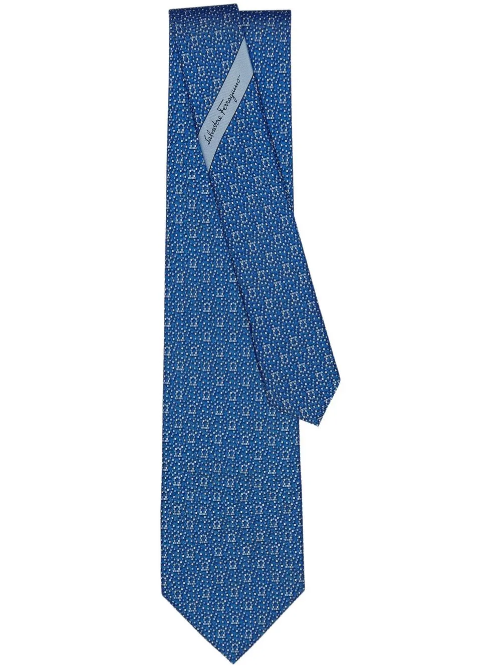 

Ferragamo corbata de seda con estampado de píxel - Azul