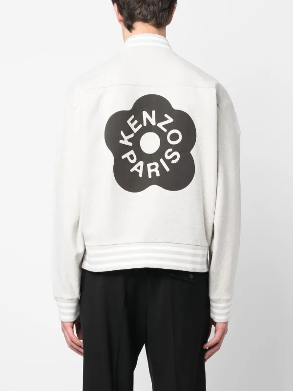 Kenzo logo print zip up Bomber Jacket Farfetch