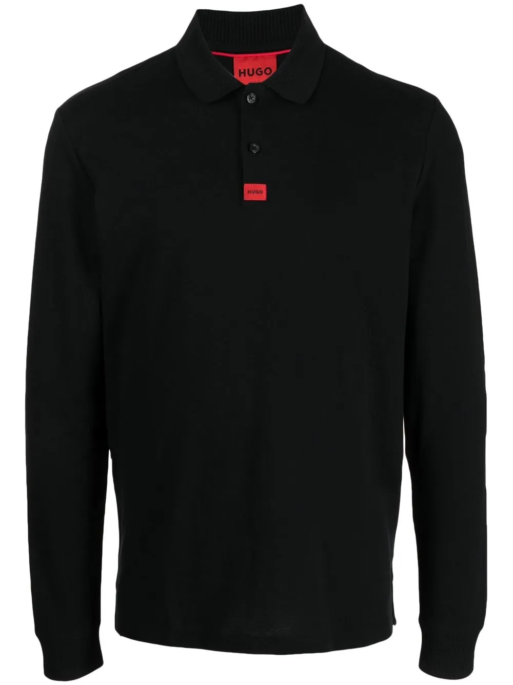 

HUGO logo-patch long-sleeved polo shirt - Black