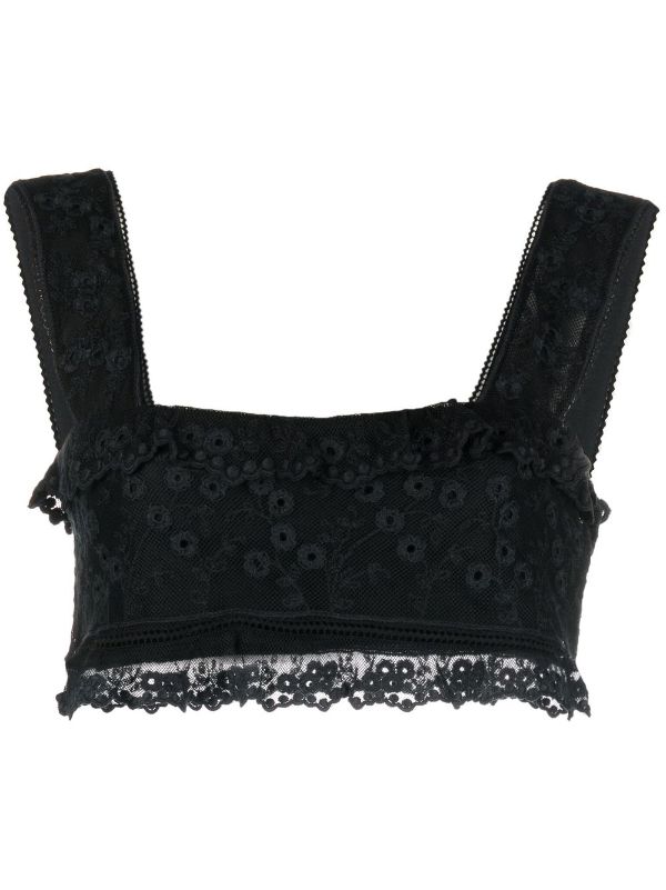 Scallop Square Neck Bralette in Black