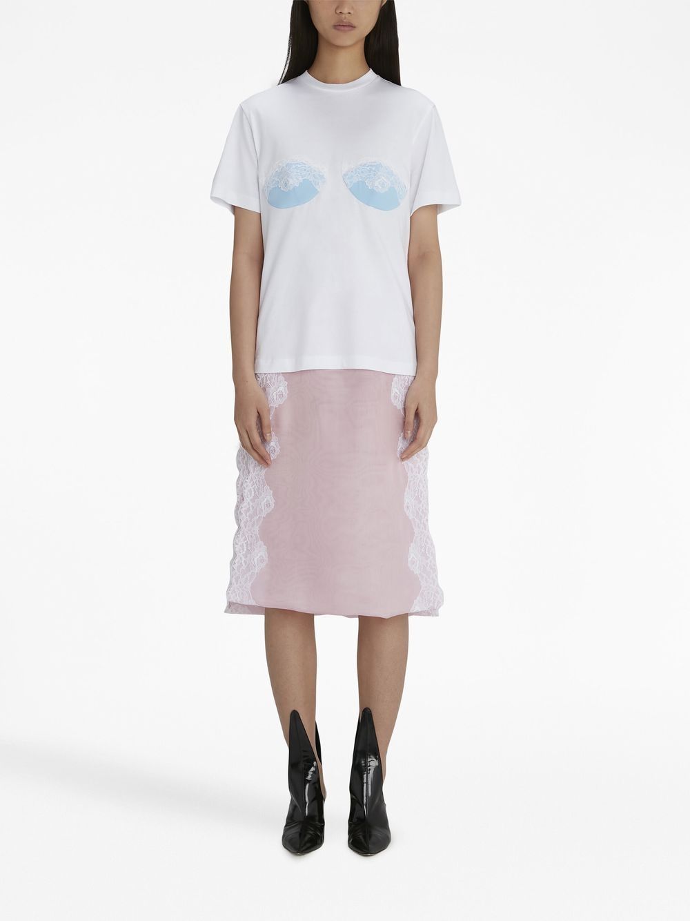 Christopher Kane Dream lace-bust T-shirt - WHITE BLUE