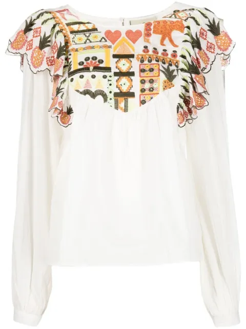 FARM Rio - pineapple-embroidered blouse