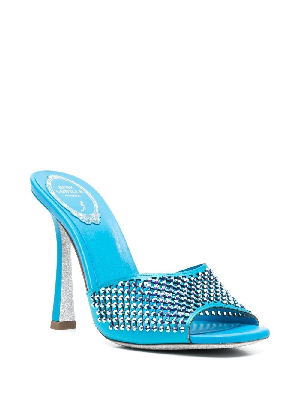 Shop René Caovilla 120mm Crystal-embellished Sandals In Blue