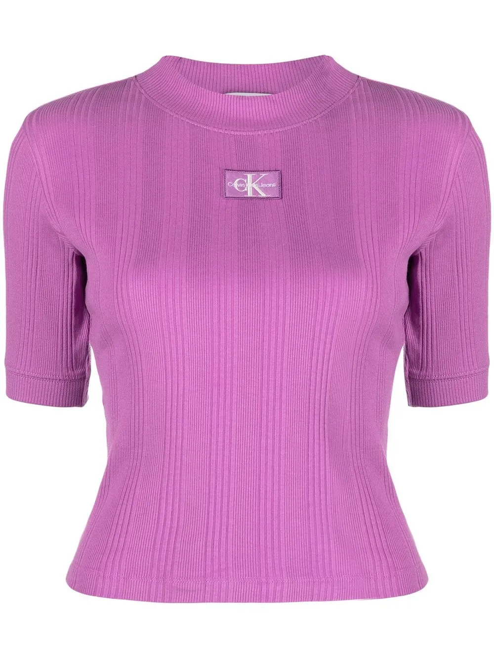 

Calvin Klein Jeans monogram-patch ribbed cropped top - Purple