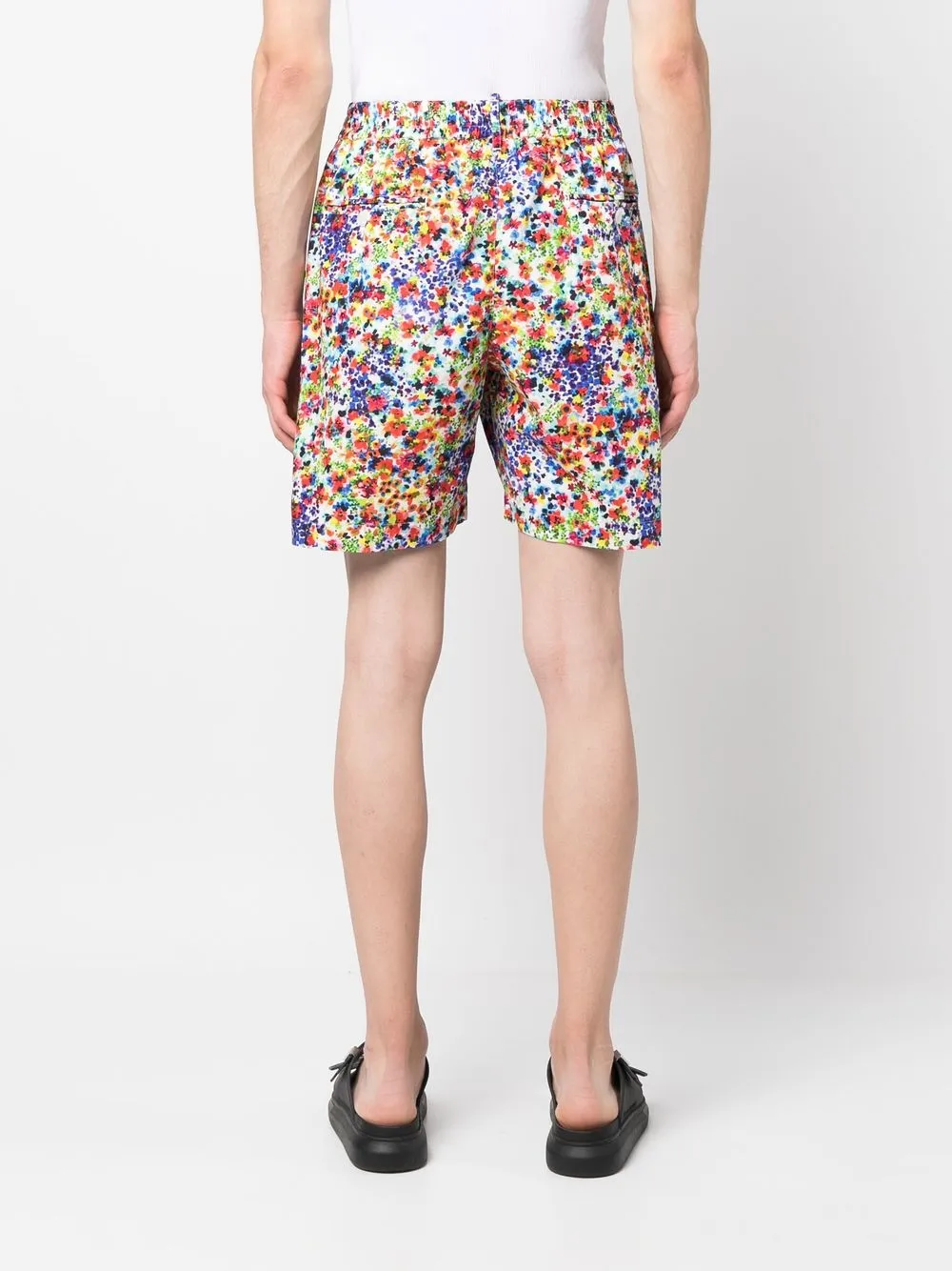 Shop Dsquared2 Floral-print Track Shorts In Weiss