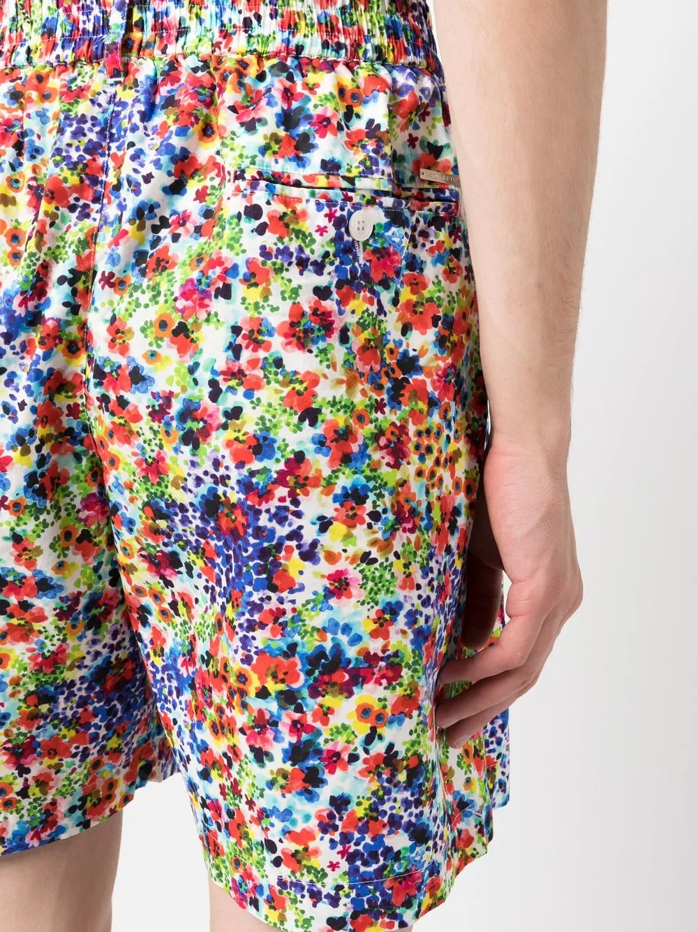 Shop Dsquared2 Floral-print Track Shorts In Weiss