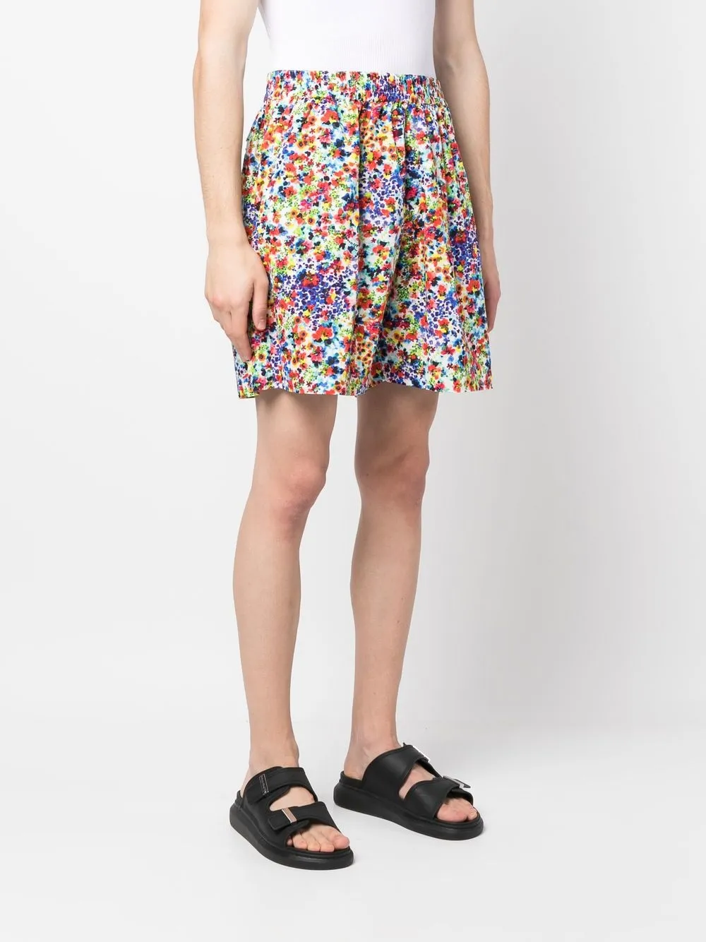 Shop Dsquared2 Floral-print Track Shorts In Weiss