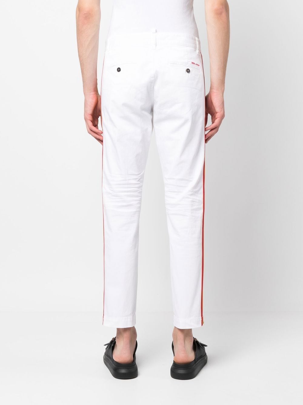 Shop Dsquared2 Side-stripe Straight-leg Trousers In Weiss