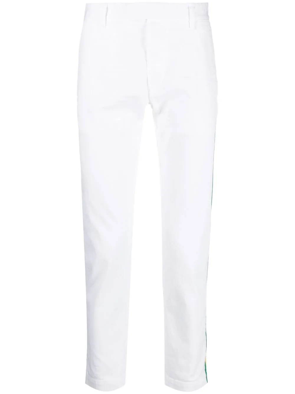 Shop Dsquared2 Side-stripe Straight-leg Trousers In Weiss