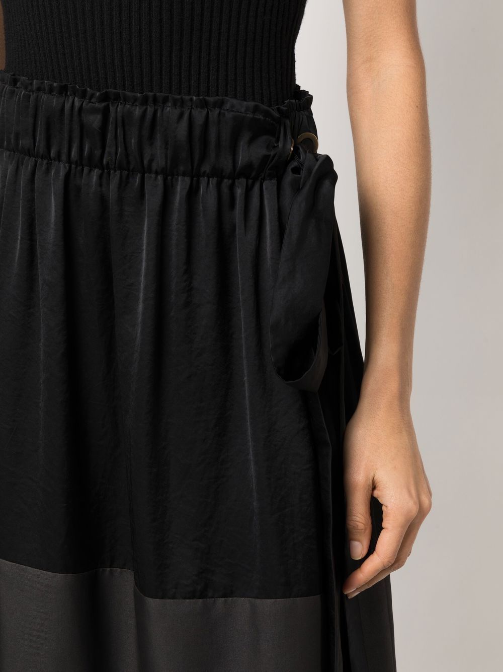 Pre-owned Lanvin 2006 Panelled Gathered Skirt In Black