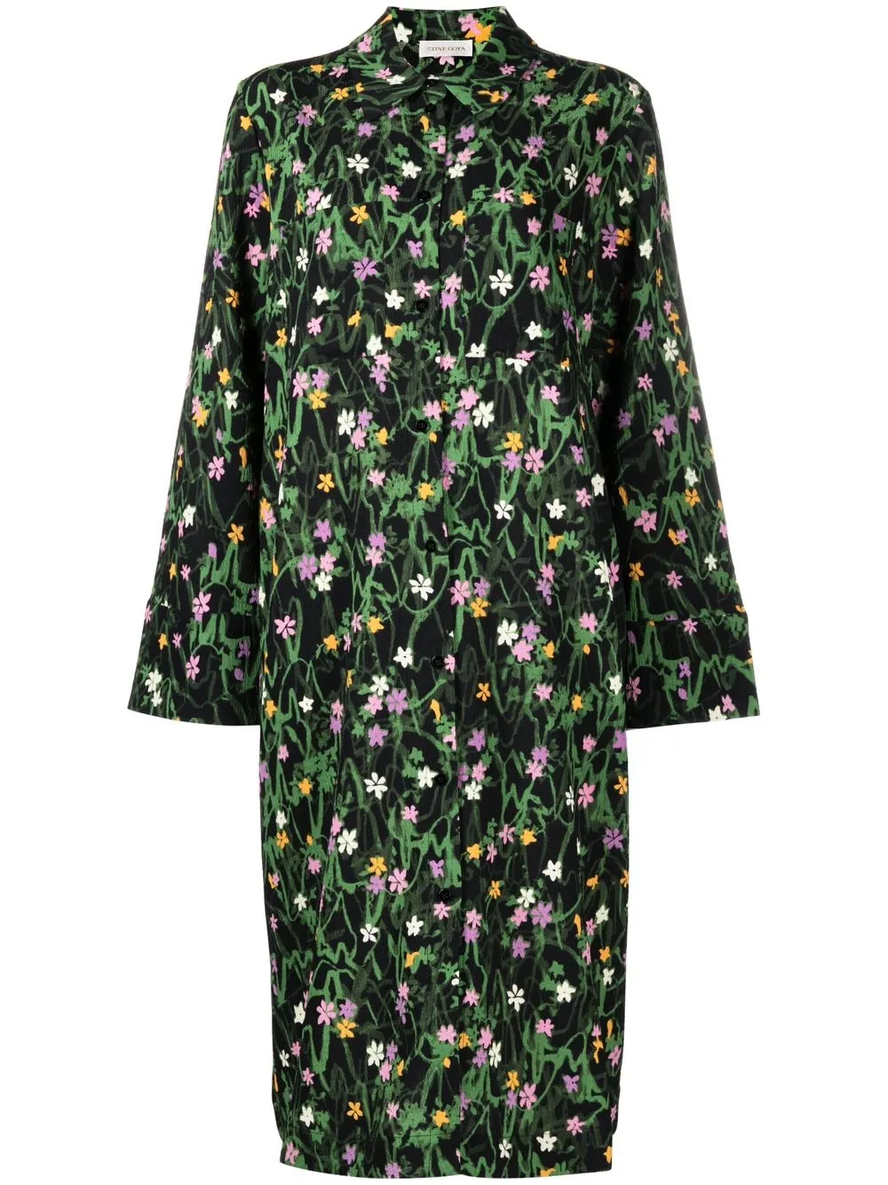 

Stine Goya floral-print shirt dress - Green