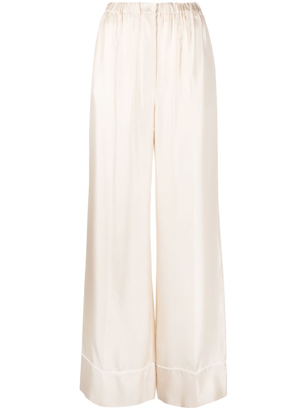 wide-leg silk trousers