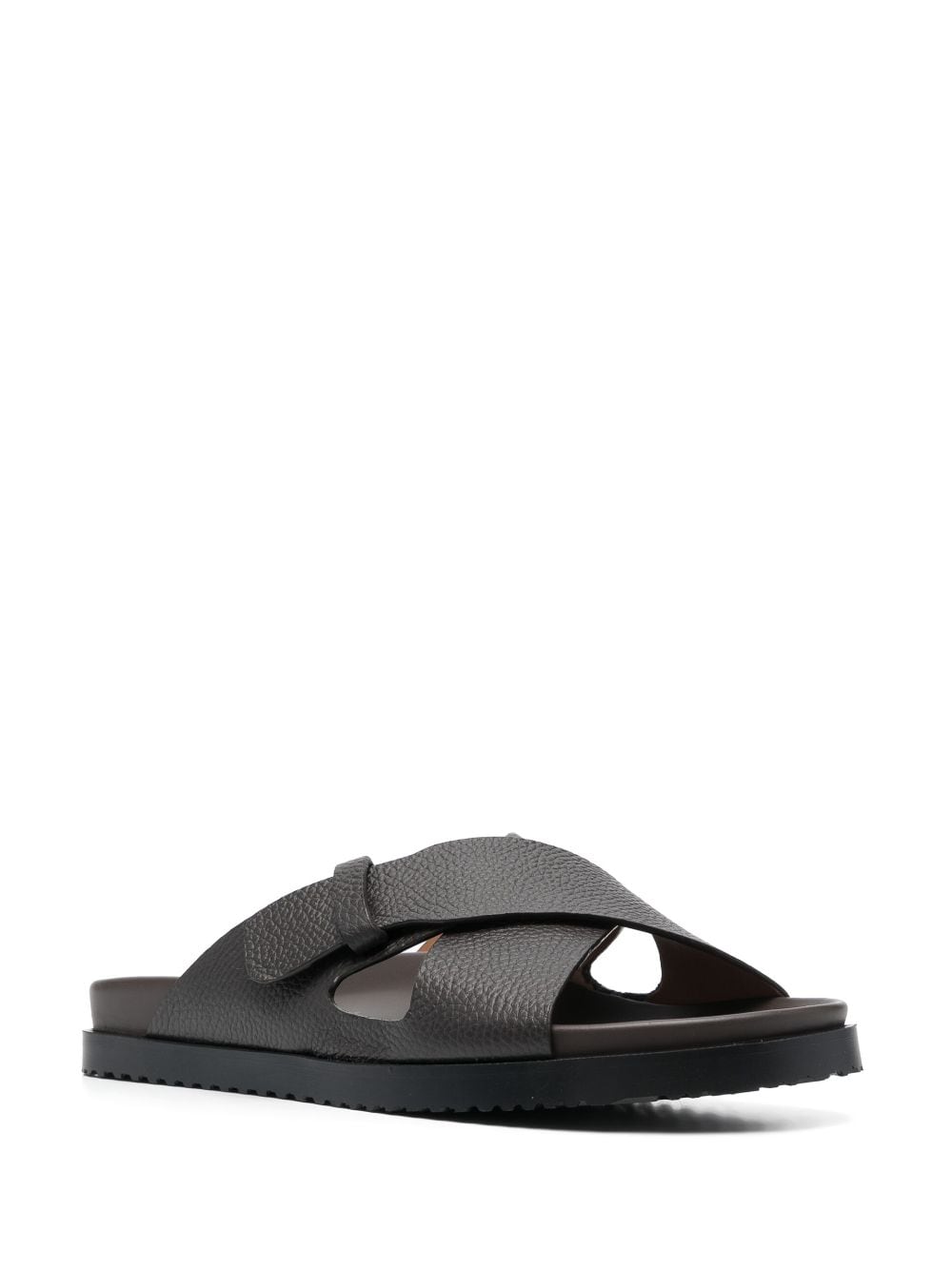 Shop Doucal's Crossover-strap Leather Sandals In Braun