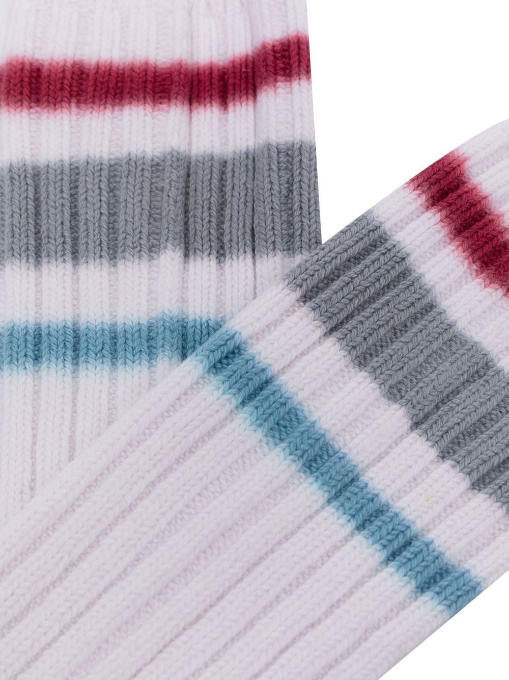 Shop Sacai Striped-trim Ribbed Socks In White