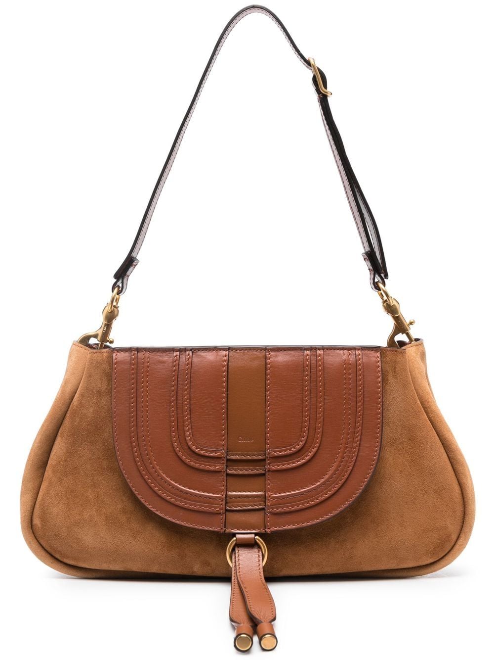 Chloé Marcie Suede Shoulder Bag In Brown