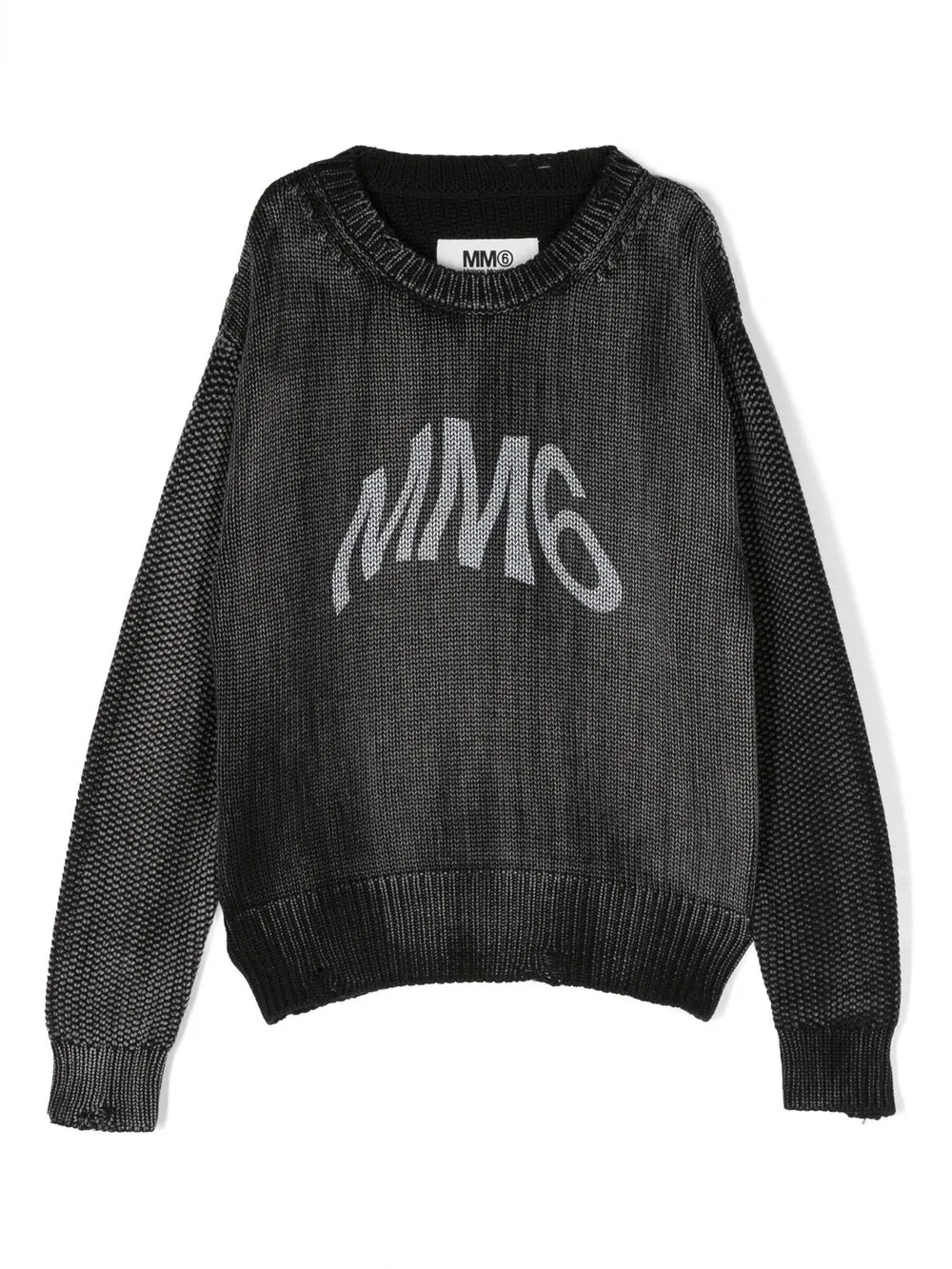 

MM6 Maison Margiela Kids logo-print faded-effect jumper - Black