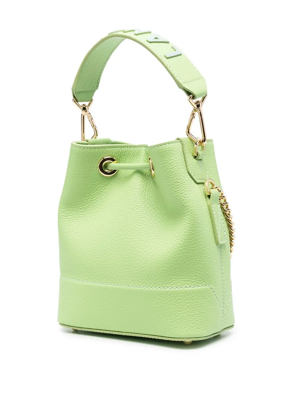 Lancel Leather Bucket Bag In Green