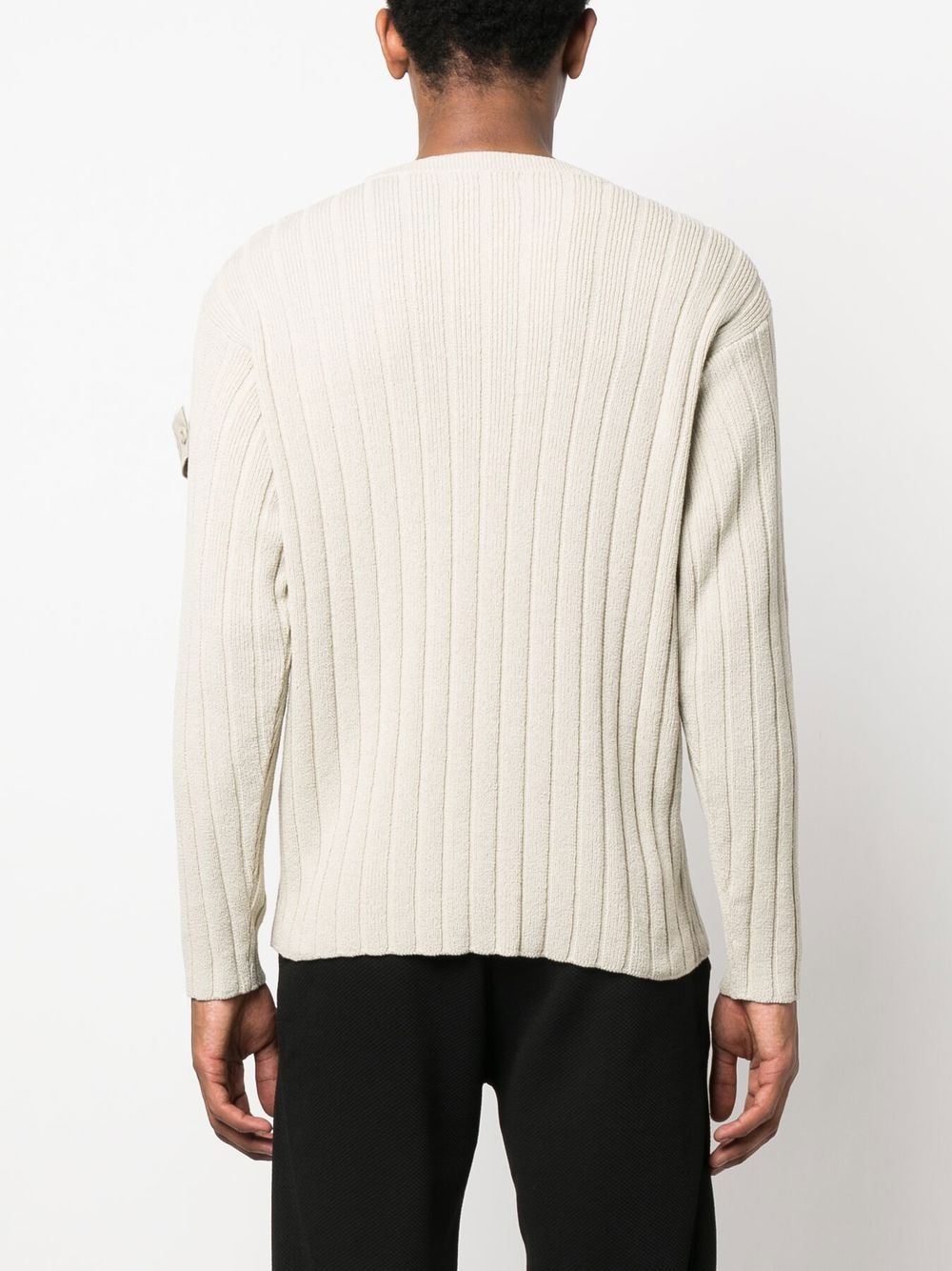 Shop Stone Island Logo-print Ribbed-knit Jumper In Nude