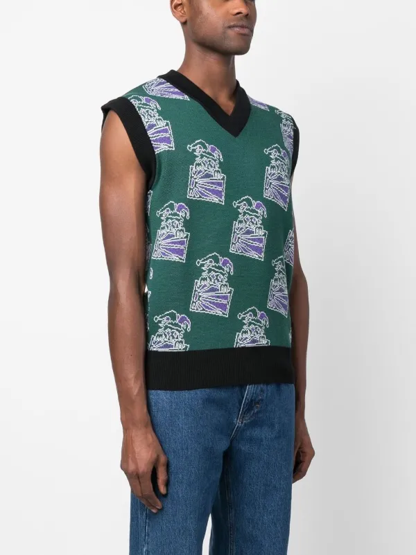 RASSVET clown-intarsia Knitted Vest | Green | FARFETCH JO