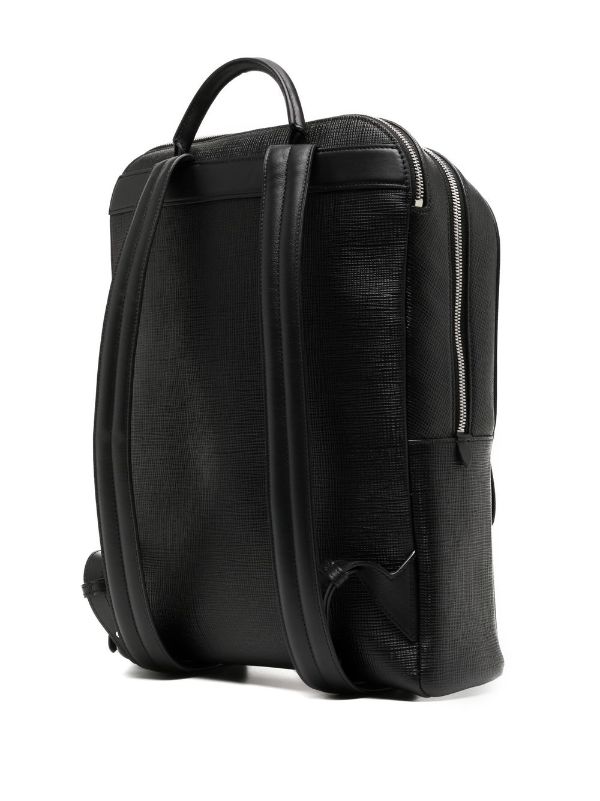 Moss | Men's Black Grained Leather Backpack