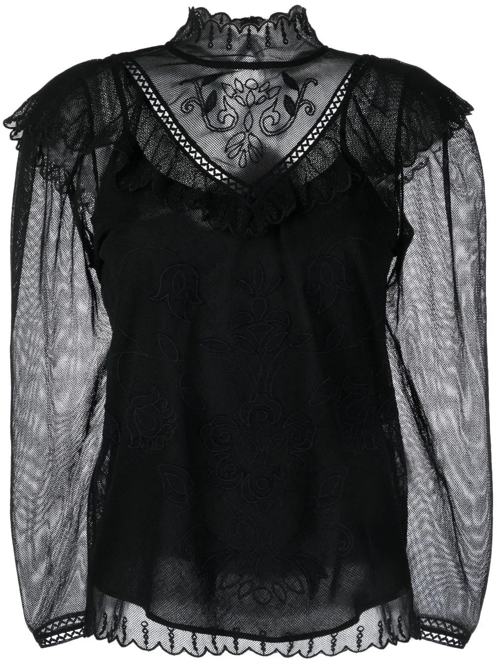 

TWINSET blusa de malla con bordado - Negro