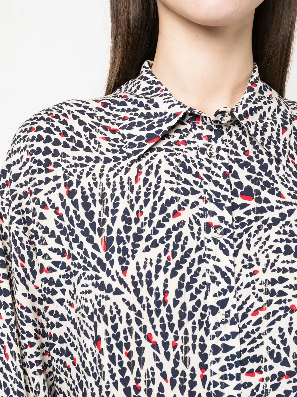 Twinset Heart-print Shirt Dress In 中性色