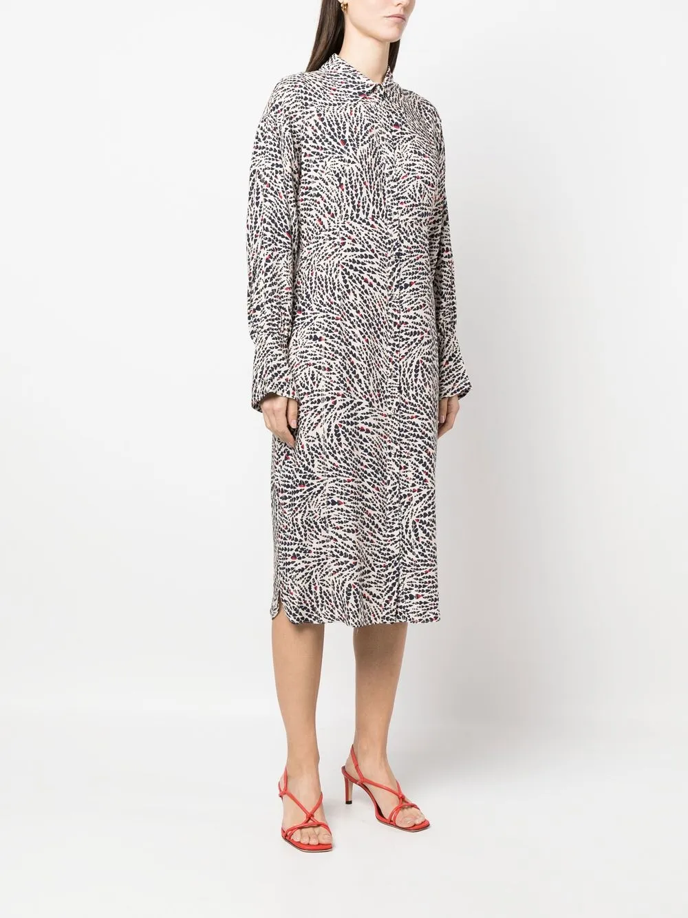 Twinset Heart-print Shirt Dress In 中性色