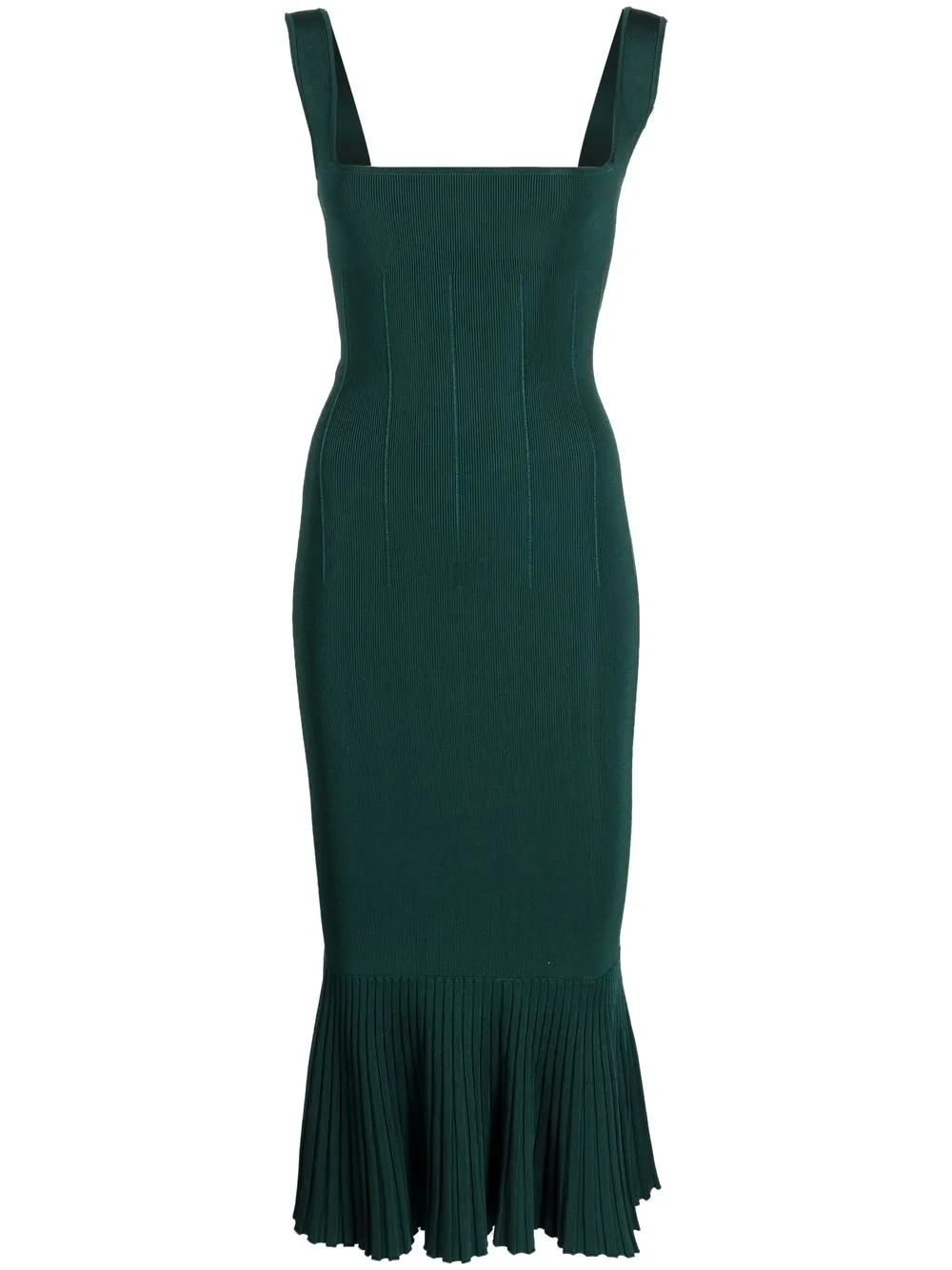 Galvan Atlanta Sleeveless Knitted Midi Dress In Green | ModeSens
