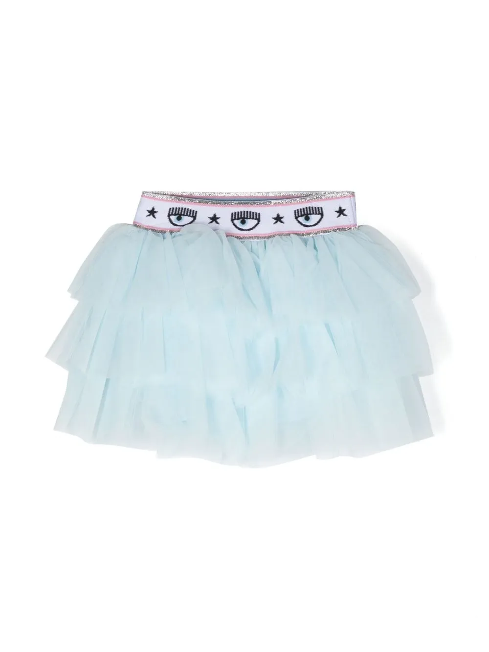 

Chiara Ferragni Kids Eyelike-print tulle skirt - Blue