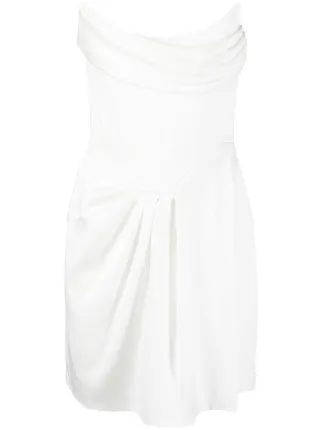 Alex Perry Audra Draped Strapless Minidress | White | FARFETCH