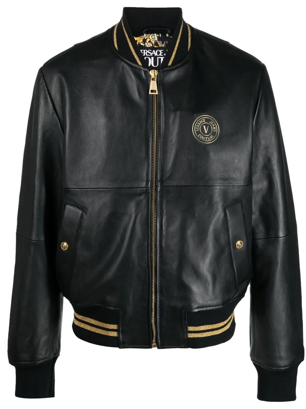 

Versace Jeans Couture V-Emblem leather jacket - Black