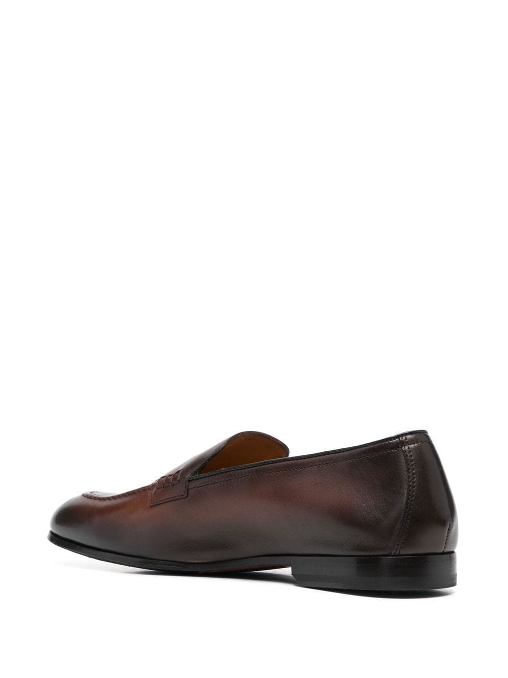 Shop Doucal's Leather Penny-slot Loafers In Braun