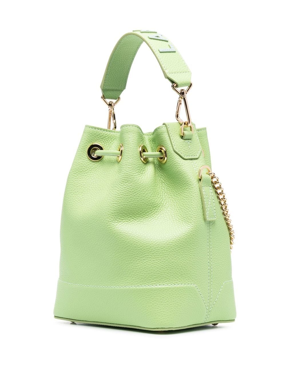 Shop Lancel Leather Bucket Bag In Green