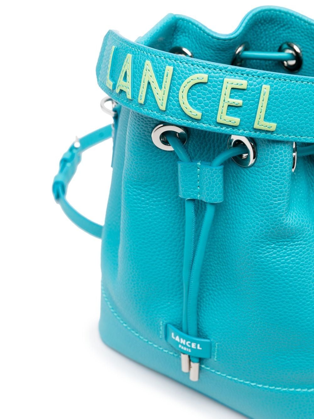 Shop Lancel Leather Bucket Bag In Blue