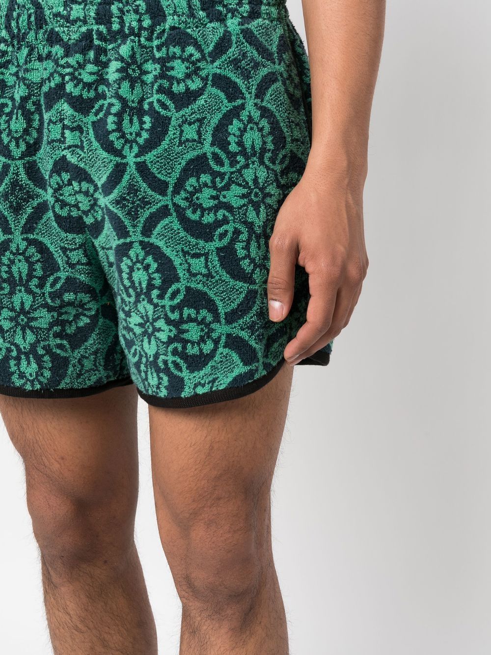 Shop Marine Serre Oriental Towels Track Shorts In Green
