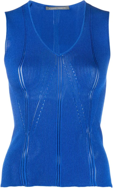 Alberta Ferretti ribbed knitted top