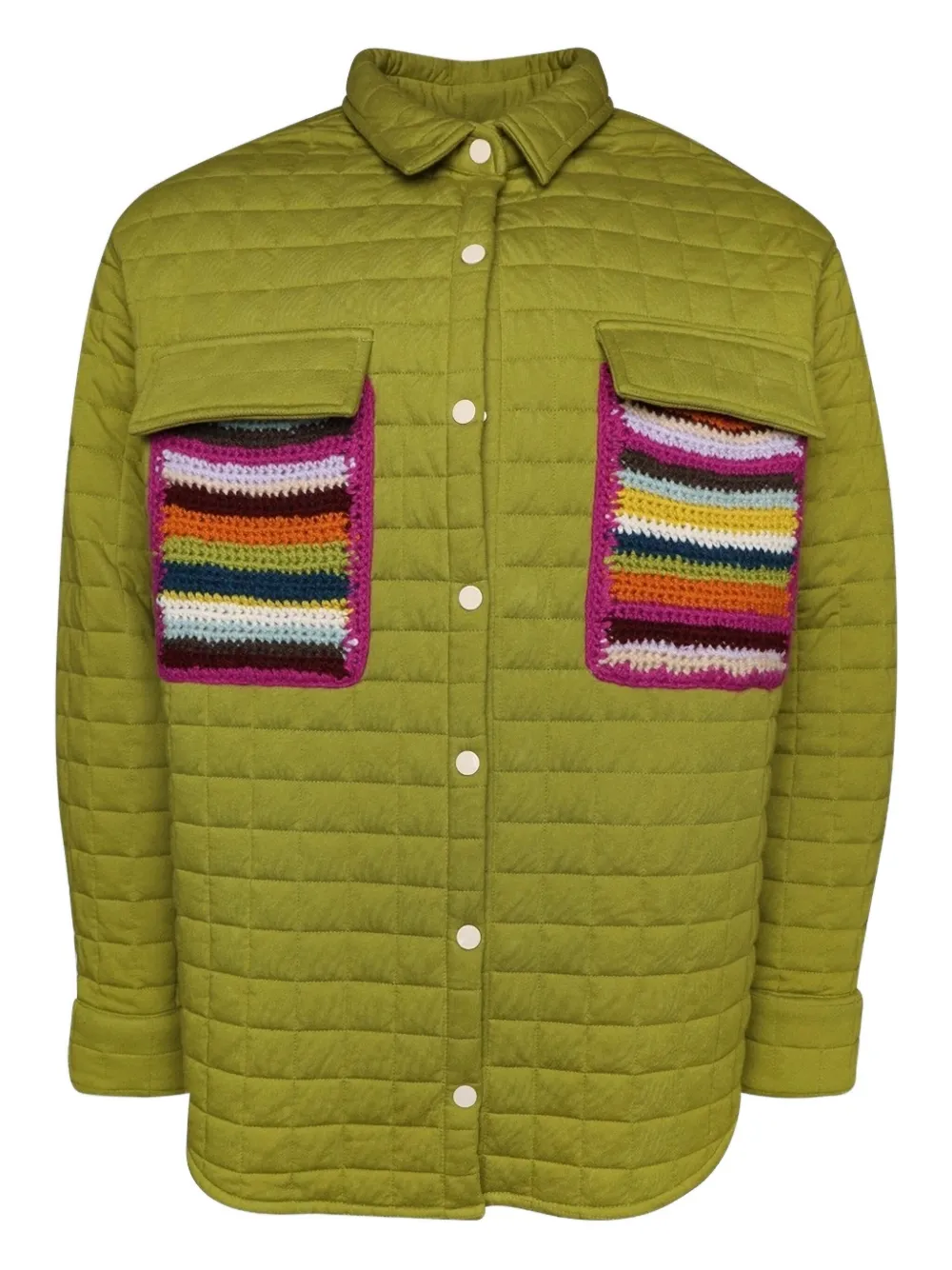 The Elder Statesman Quilted Shirt Jacket In Green