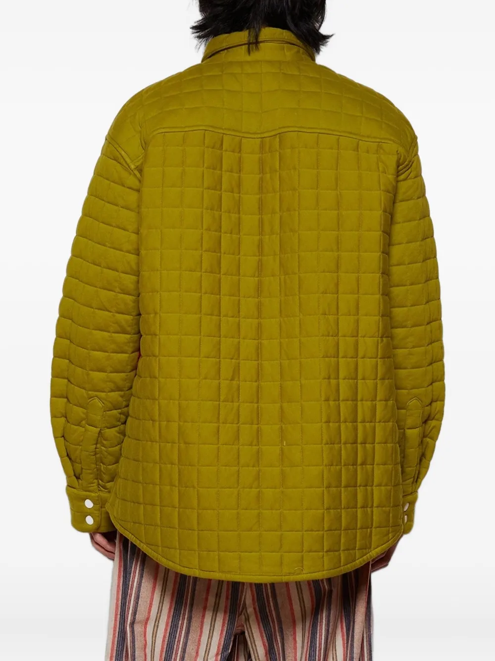 The Elder Statesman Quilted Shirt Jacket In Green