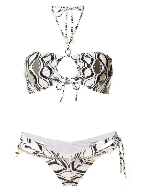 Amir Slama wave-print chain-detail bikini set