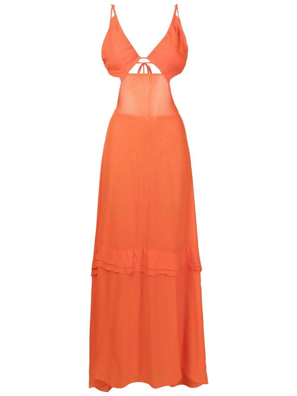 Amir Slama Cut-out Semi-sheer Maxi Dress In Orange