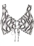 Amir Slama wave-print sleeveless cropped top - White