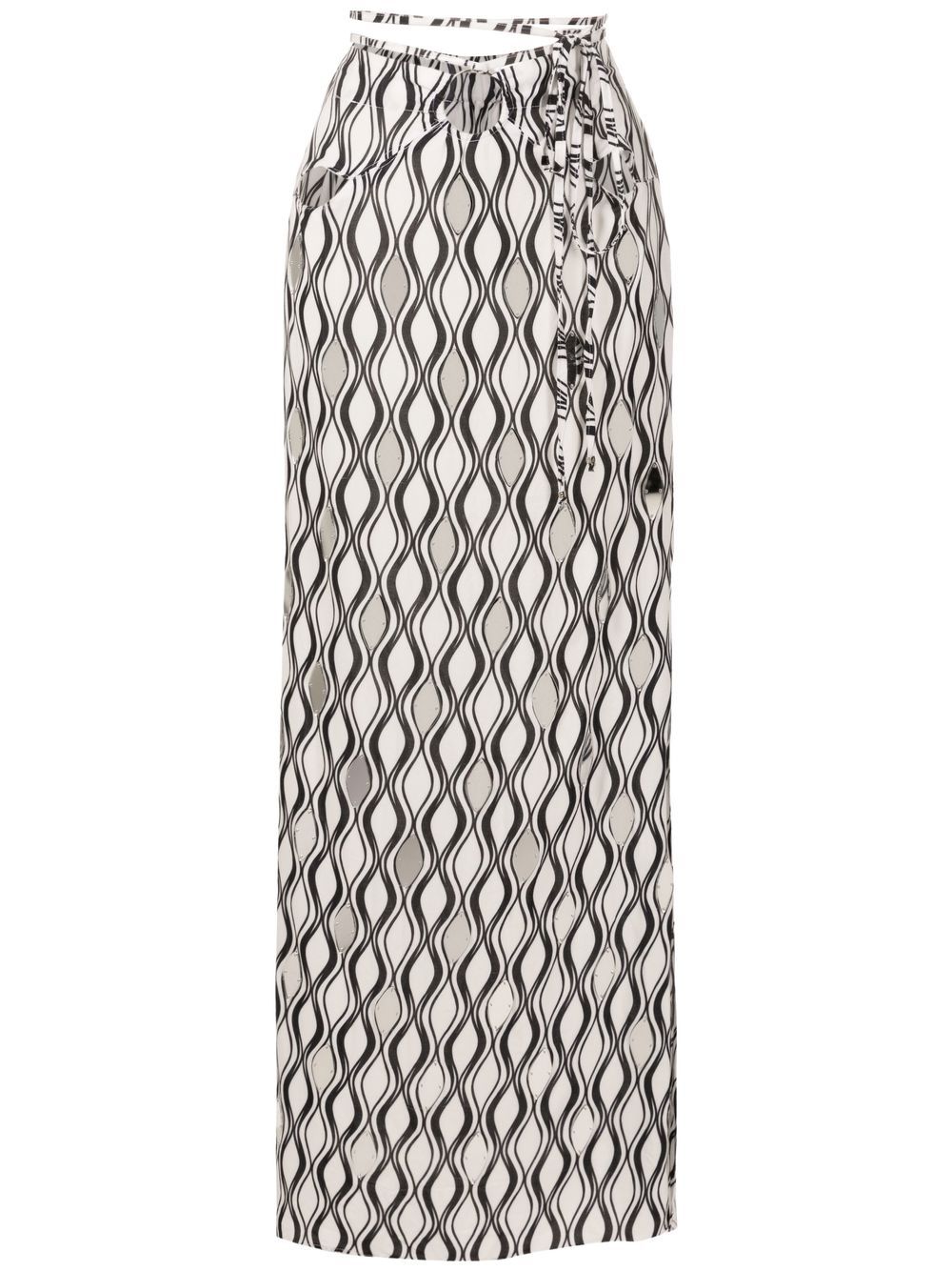 Amir Slama Tie-fastening Wave-print Maxi Skirt In White